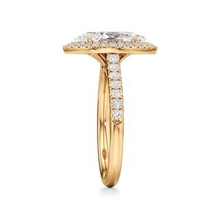 Elspeth Pear Halo with Diamond Band