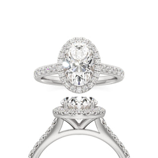 Elspeth Pear Halo with Diamond Band
