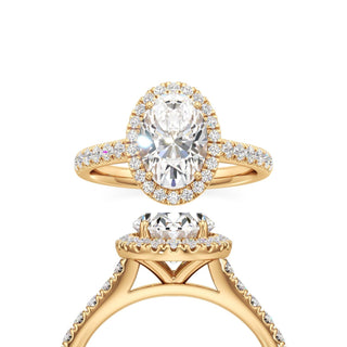 Elspeth Pear Halo with Diamond Band