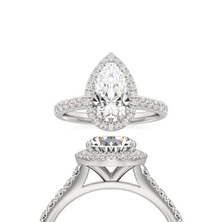 Elspeth Pear Halo with Diamond Band