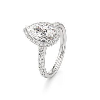 Elspeth Pear Halo with Diamond Band