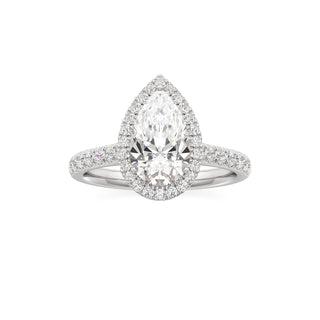Elspeth Pear Halo with Diamond Band