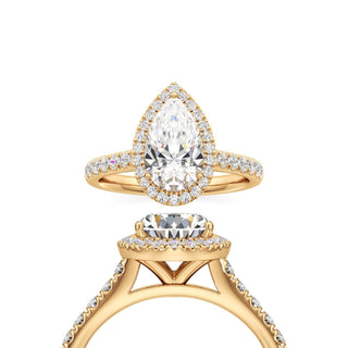 Elspeth Pear Halo with Diamond Band