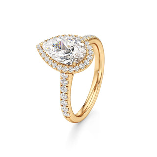 Elspeth Pear Halo with Diamond Band