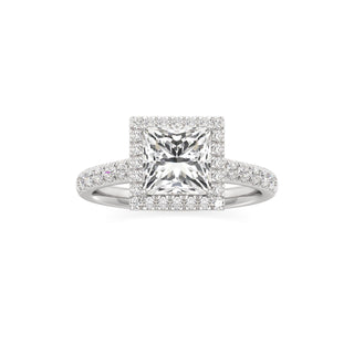 Elspeth Pear Halo with Diamond Band