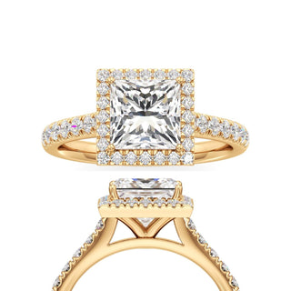 Elspeth Pear Halo with Diamond Band