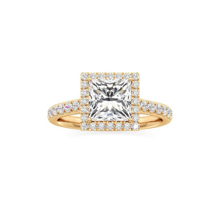 Elspeth Pear Halo with Diamond Band