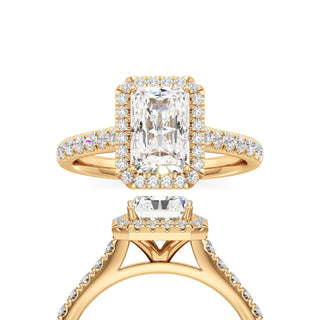 Elspeth Pear Halo with Diamond Band