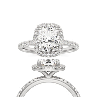 Gemma Elongated Cushion Halo with Diamond Band