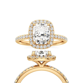 Gemma Elongated Cushion Halo with Diamond Band