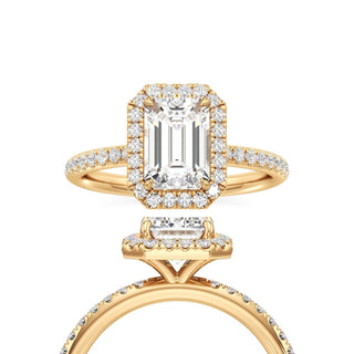 Gemma Emerald Halo with Diamond Band