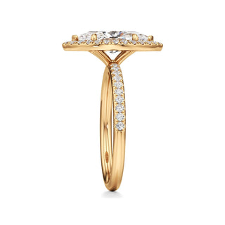 Gemma Emerald Halo with Diamond Band
