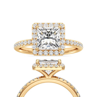 Gemma Princess Halo with Diamond Band