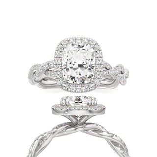 Gilda Elongated Cushion Halo with Twisted Diamond Band