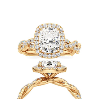 Gilda Elongated Cushion Halo with Twisted Diamond Band