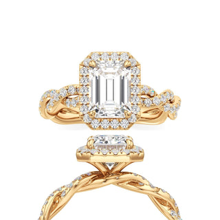 Gilda Emerald Halo with Twisted Diamond Band