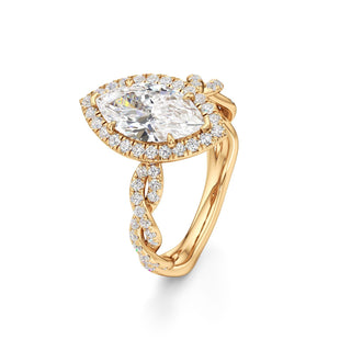Gilda Pear Halo with Twisted Diamond Band
