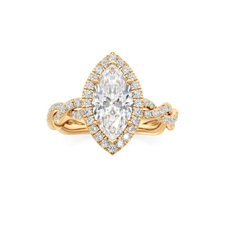 Gilda Pear Halo with Twisted Diamond Band