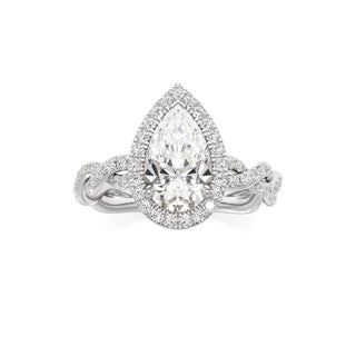Gilda Pear Halo with Twisted Diamond Band