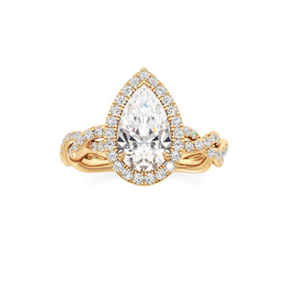 Gilda Pear Halo with Twisted Diamond Band