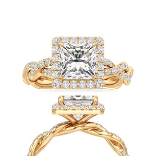 Gilda Princess Halo with Twisted Diamond Band