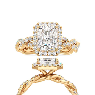 Gilda Radiant Halo with Twisted Diamond Band