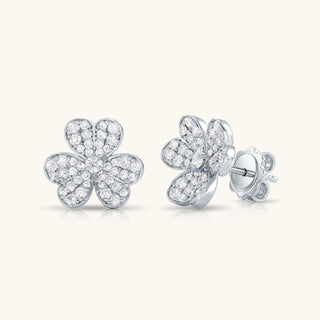 14K Gold Diamond Flower Stud Earrings: Everyday Jewelry