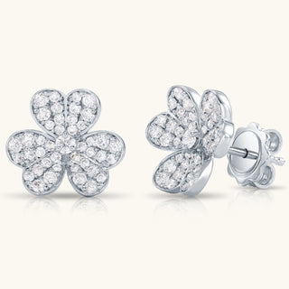14K Gold Diamond Flower Stud Earrings: Everyday Jewelry