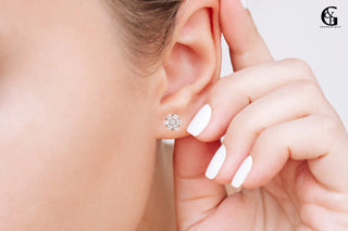 Lab Diamond Flower Studs: 14k Rose Gold Cluster Earrings