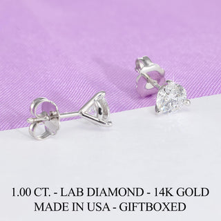 14k Gold Lab Diamond Martini Earrings: 0.50 Carat, VS Clarity