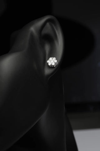 14k White Gold Lab Diamond Flower Cluster Earrings (1.50 Carat)