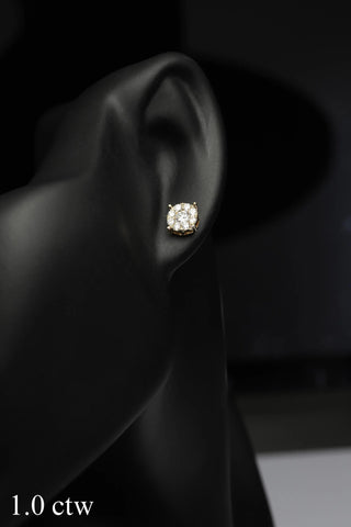 14K Yellow Gold Lab Diamond Stud Earrings: Round Brilliant Cut