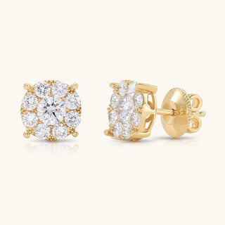 14K Yellow Gold Lab Diamond Stud Earrings: Round Brilliant Cut