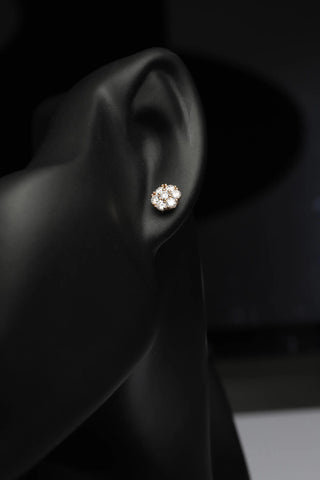 Lab Diamond Flower Studs: 14k Rose Gold Cluster Earrings