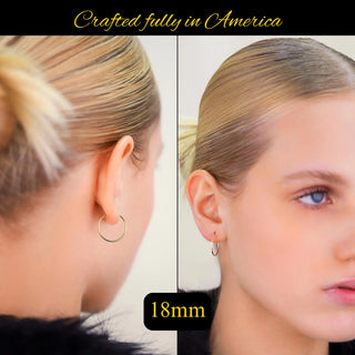 14K Yellow Gold Endless Hoop Earrings: Thin Lightweight Gold Hoops
