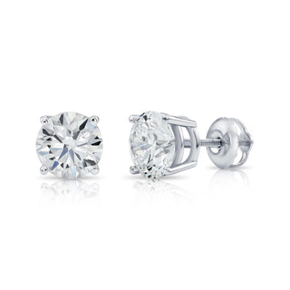 14K Gold Round Lab Grown Diamond Stud Earrings - IGI Certified - Screw Back