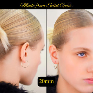 14K Yellow Gold Endless Hoop Earrings: Thin Lightweight Gold Hoops