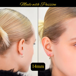 14K Yellow Gold Endless Hoop Earrings: Thin Lightweight Gold Hoops