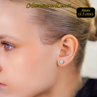 14K Gold Round Lab Grown Diamond Stud Earrings - IGI Certified - Screw Back