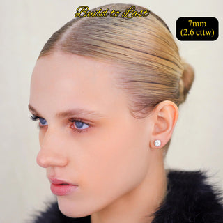 14K Gold Round Lab Grown Diamond Stud Earrings - IGI Certified - Screw Back