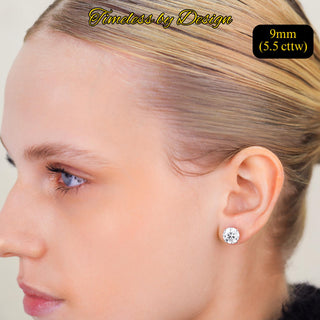 14K Gold Round Lab Grown Diamond Stud Earrings - IGI Certified - Screw Back