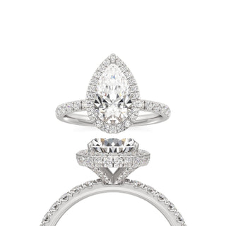 Jora Pear Halo with Diamond Band