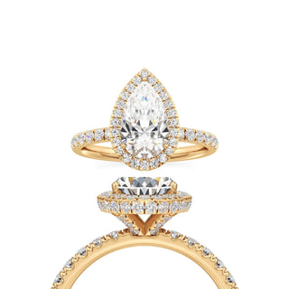 Jora Pear Halo with Diamond Band