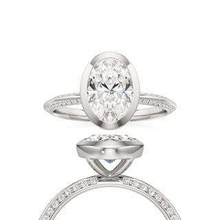 Knife Edge Channel Set Bezel Oval Engagement Ring