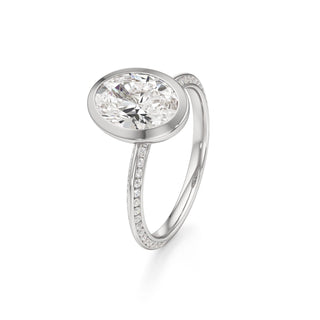 Knife Edge Channel Set Bezel Oval Engagement Ring