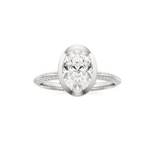 Knife Edge Channel Set Bezel Oval Engagement Ring