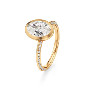 Knife Edge Channel Set Bezel Oval Engagement Ring