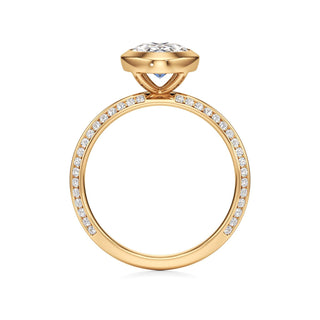 Knife Edge Channel Set Bezel Oval Engagement Ring