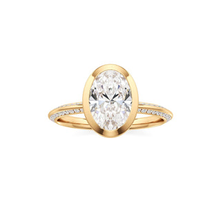 Knife Edge Channel Set Bezel Oval Engagement Ring