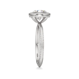 Knife Edge Channel Set Bezel Oval Engagement Ring